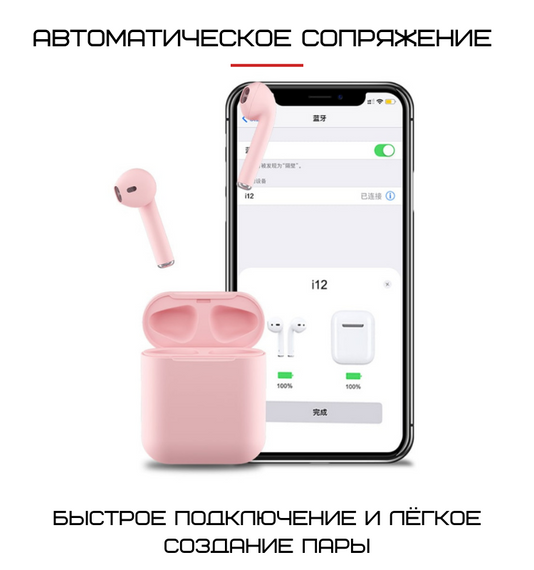 Беспроводные Наушники Bluetooth Со Встроенным Чипом JL D8 Inpods 12 Желтые | Зображення 3