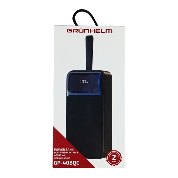 Power Bank - Портативна батарея 40.000 mAh. чорний - GP-40BQC. швидка зарядка 22.5W GRUNHELM | Зображення 6