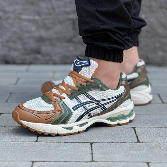 Демісезонні кросівки Asics текстиль/шкіра колір бежевий,зелений,коричневий