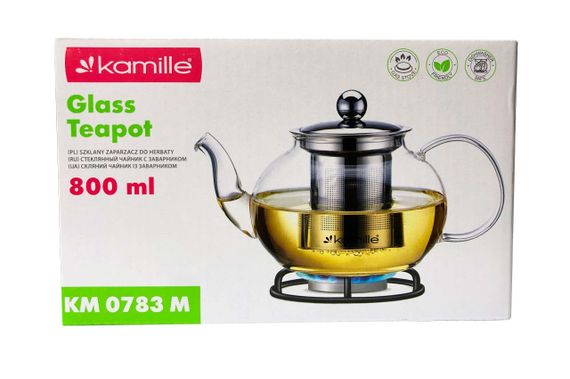 Чайник стеклянный огнеупорный Kamille - 800мл с заварником | Зображення 1