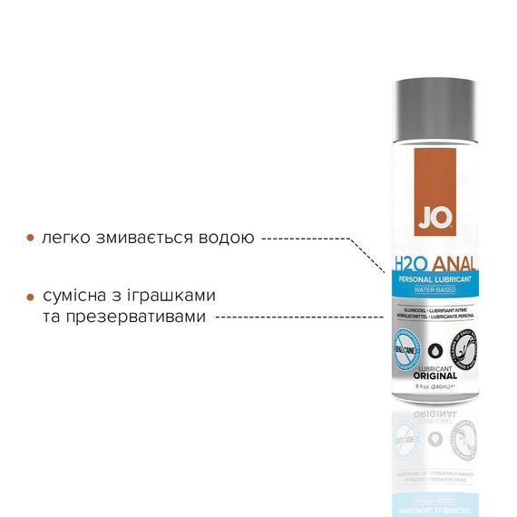 Анальна змазка System JO ANAL H2O — ORIGINAL на водній основі, рослинний гліцерин, 240 мл | Зображення 2