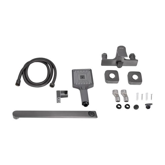 Смеситель для ванны Qtap Presto с длинным поворотным изливом (c душевым гарнитуром) QTPRE2601GRP45583 Graphite | Зображення 7