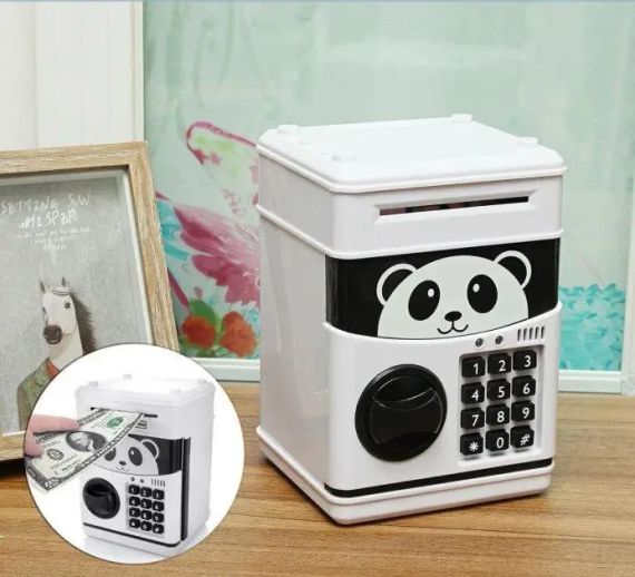 Скарбничка сейф NUMBER BANK PANDA EL 510-1 Іграшка дитяча з кодовим замком Панда Чорно-біла | Зображення 2