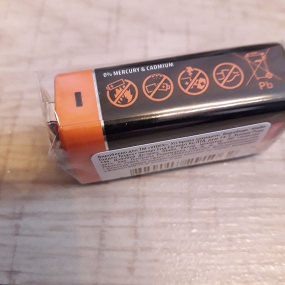 Батарейка крона videx 9v 6f22 | Зображення 1