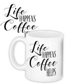 Чашка з принтом Life happens, coffee helps 330 мл (KR_18J049)