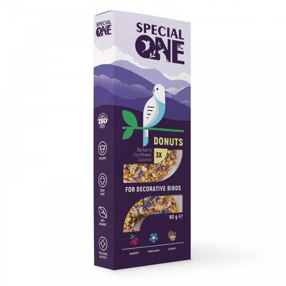 Ласощі Special One Пончики для декоративних птиц барбарис волошка кокос 60 г