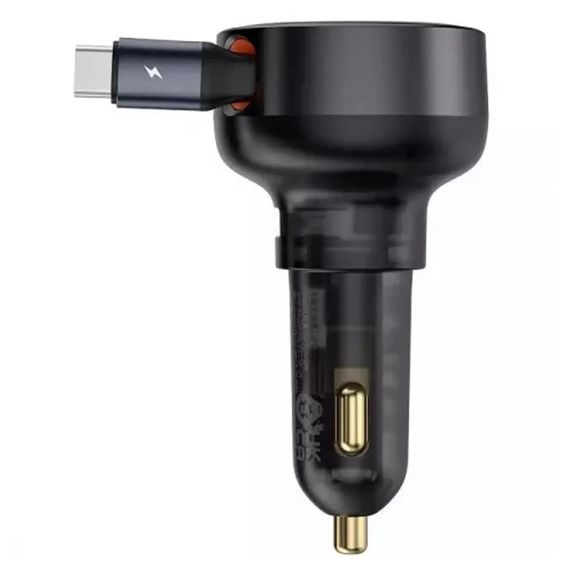 АЗП Baseus Enjoyment Pro PD60W with retractable cables (1USB-A/1C/1L) (C00057802111) Cluster Black | Зображення 3