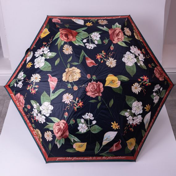 Парасолька механічна елегантна з принтом міцна надійна з поліестеру діаметр 99 см Чорний HP-23-15B