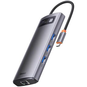 Перехідник HUB Baseus Metal Gleam Series 7-Port Clarity (Type-C to HDMI+USB3.0*3+PD+SD/TF) (B000307) Station Gray