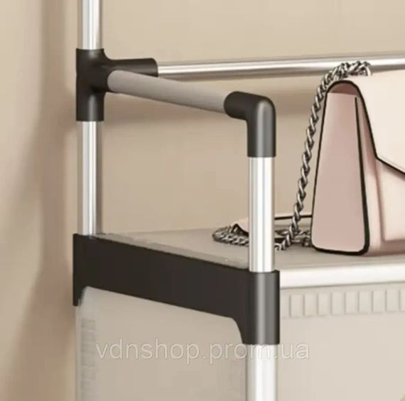 NEW Залізна вішалка для одягу + підставка для взуття, 2 в одному, 4 полиці Бежева | Зображення 3