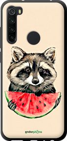 Чохол на Xiaomi Redmi Note 8 Єнотик з кавуном "4605b-1787-2448"