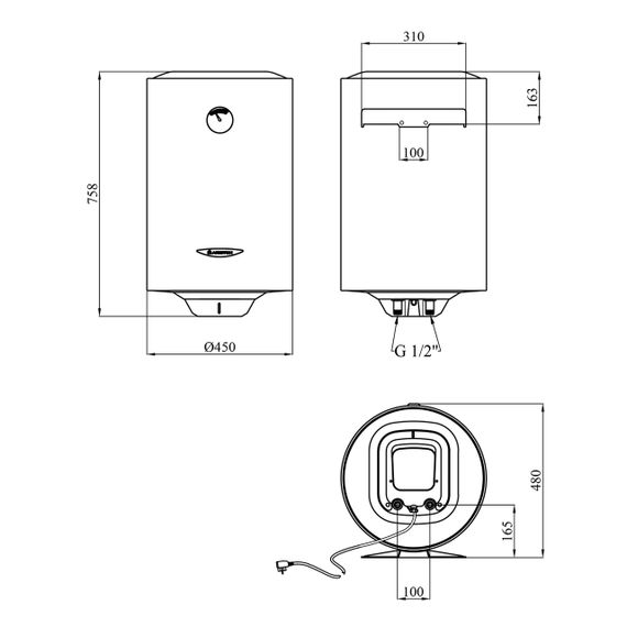 Водонагрівач Ariston SG1 80 V EU з мокрим ТЕНом 3213001 | Зображення 1
