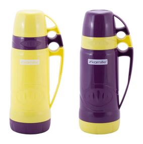 Термос Kamille Glass Violet 600мл дзеркальна колба і 2 чашки