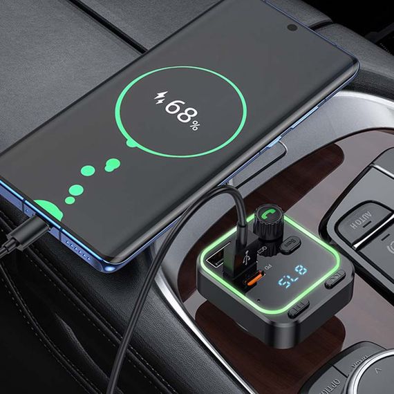 АЗУ FM модулятор Borofone BC53 Highway PD20W+QC3.0 (2USB-A/1C) Black | Зображення 4