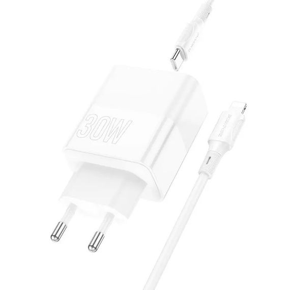 СЗУ Borofone BA75A PD30W+QC3.0 + Type-C + Lightning | Зображення 1