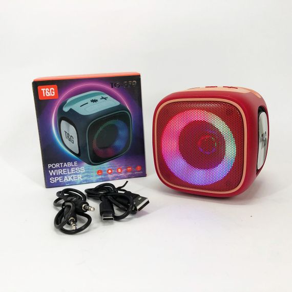 Портативна Bluetooth колонка TG359 7W з RGB підсвічуванням, Гучна блютуз колонка. Колір: червоний | Зображення 7