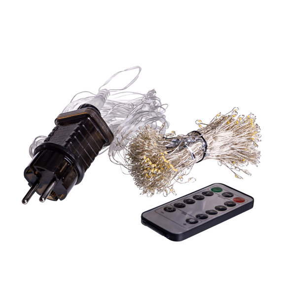 Новорічна гірлянда кімнатна штора роса Хвойна лапа 3х3 м 600 LED Жовте світло D600LED3MY | Зображення 1