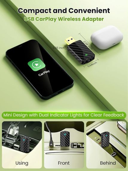 Бездротовий адаптер для CarPlay Android Auto, для авто з дротовим Карплей, WiFi Bluetooth підтримка iOS 10+/Android 11+ | Зображення 6