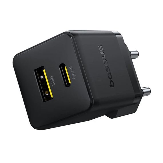 СЗУ Baseus Palm Fast Charger 20W (1USB-A/1C) + кабель Type-C to Type-C (P10111608) Cluster Black | Зображення 2