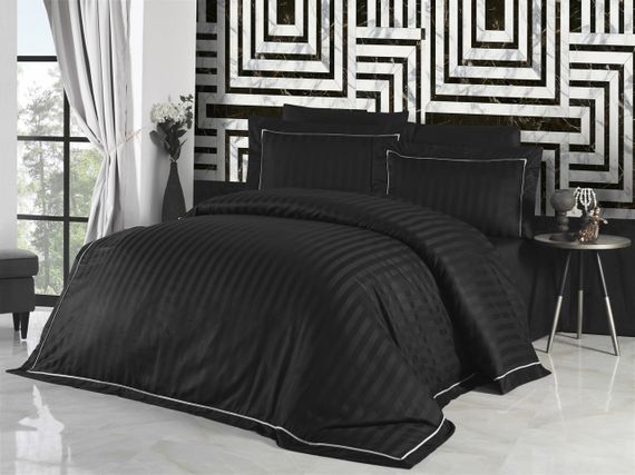Комплект постільної білизни First Choice Deluxe Satin DARK 160х220 см сімейний Novel Line Black