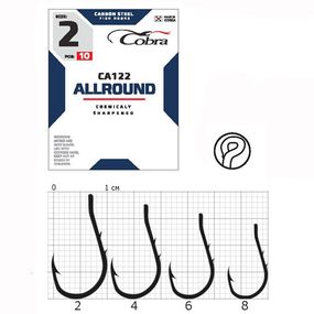 Крючки рыболовные Cobra Кобра ALLROUND сер. CA122 разм. 006 10 шт в упаковке.