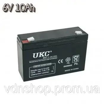 Акумуляторна батарея agm UKC WST-10 6V 10Ah акумулятор для УПСа, акумулятор до дитячого електромобіля | Зображення 2