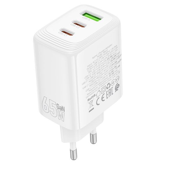 СЗУ BOROFONE BN32, 2xUSB-C+1xUSB-A, PD65W+QC3.0, White, Box | Зображення 5