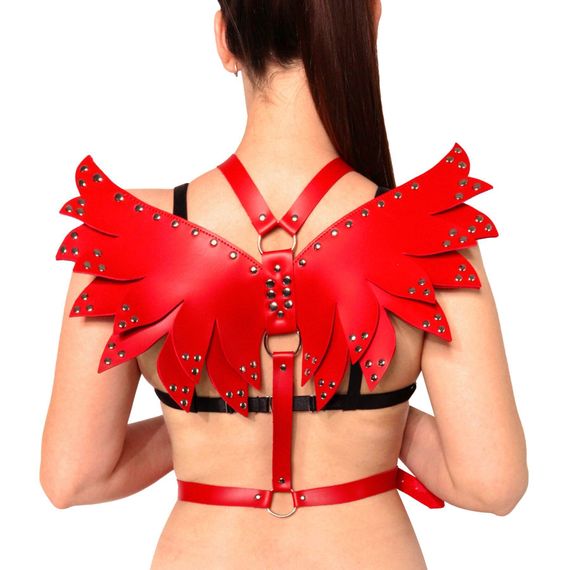 Женская портупея Art of Sex - Wings красная L-2XL, экокожа