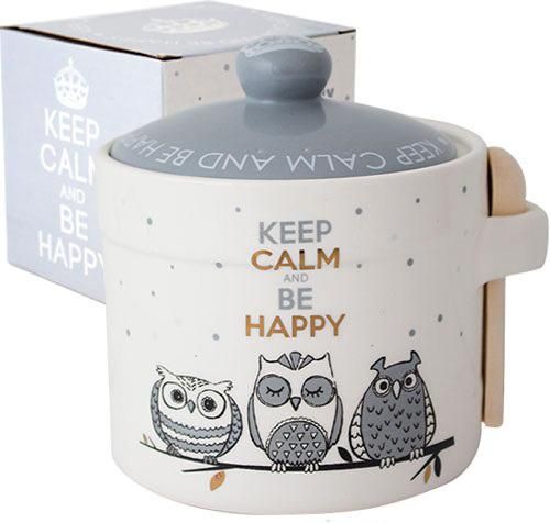 Банка-медовниця керамічна Be Happy "Совушки" 420мл | Зображення 1