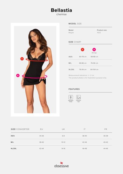 Сорочка Obsessive Bellastia chemise & thong XS/S | Зображення 4