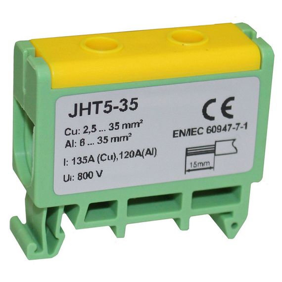 Клема силова СКНГз-JHT5-35 6-35мм2 120А "PE" жовто-зелена Ny95506543