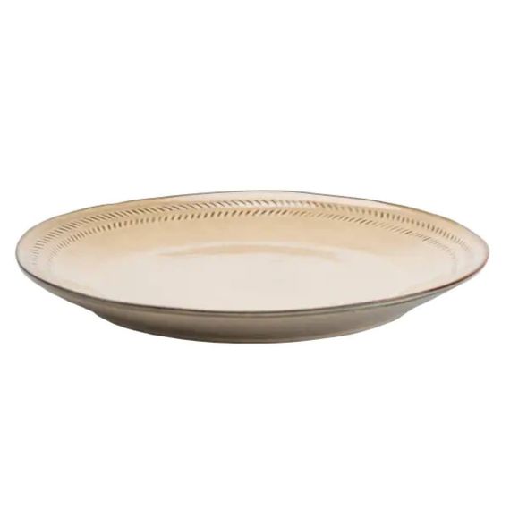 Тарелка сервировочная круглая фарфоровая 27.5 см бежевая HP23377 | Зображення 3