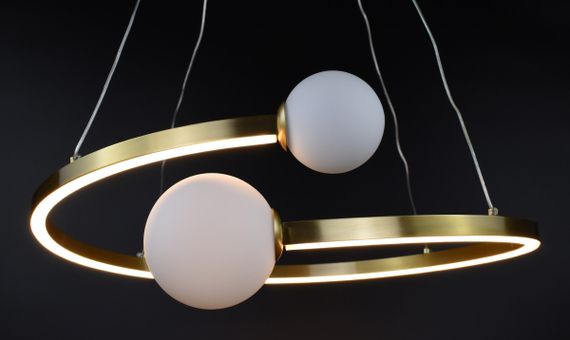 Люстра світлодіодна підвісна LED світильник для квартири на стелю лед 26816 Латунь 40-150х50х55 см. | Зображення 9