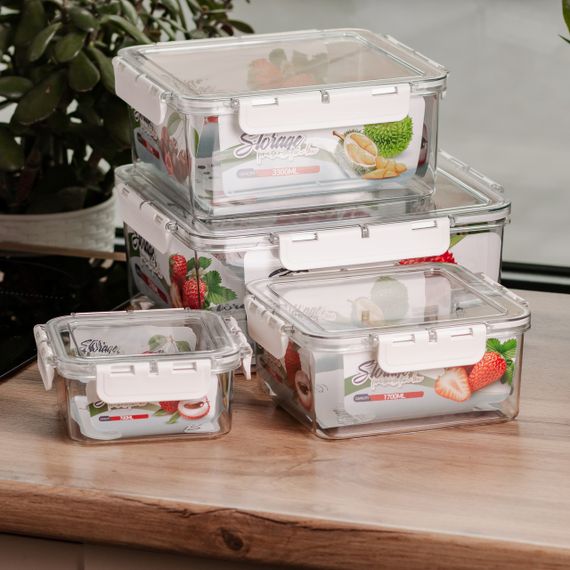 Набір харчових контейнерів для їжі 4 шт 0.7/1.7/3.3/5.7 л на засувках HP-27-4 | Зображення 1