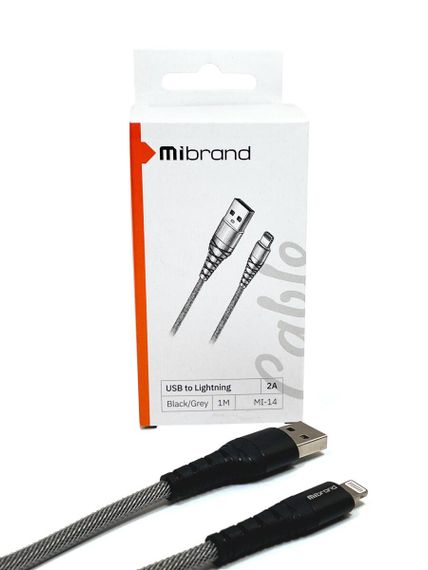 Кабель Mibrand MI-14 Fishing Net Charging Line USB for Lightning 2A 1m Black/Grey | Зображення 3