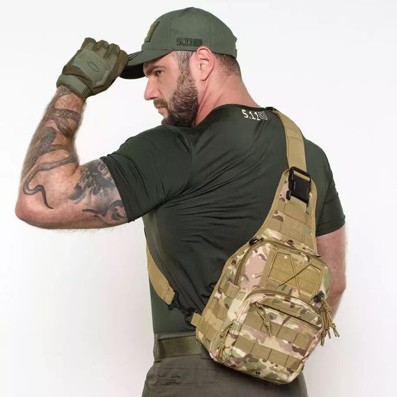 Тактическая сумка-рюкзак через плечо с Cordura 900D, камуфляж, GB-729 трансформер, MOLLE | Зображення 6
