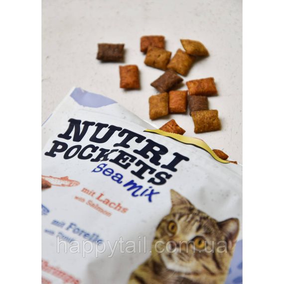 Лакомство витаминное GimCat Nutri Pockets Морской микс для котов с лососем форелью и креветками 150 г. | Зображення 7