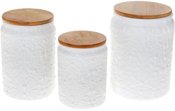 Банка Ceram-Bamboo для сипучих продуктів 450мл, біла матова кераміка з бамбуковою кришкою | Зображення 2