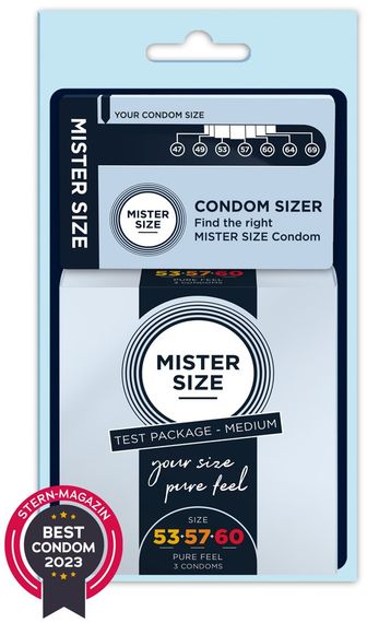 Презервативи Mister Size Test Package Medium-3 різних розміри 53 мм — 57 мм — 60 мм Sex Aura