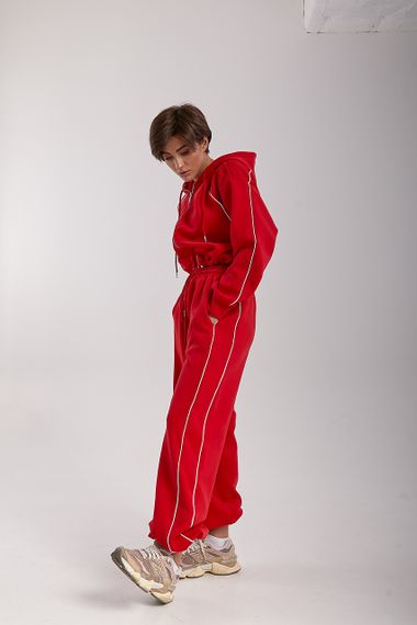 Вільний спортивний костюм з капюшоном - червоний цвет, M (є розміри)