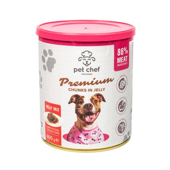 Вологий корм для собак Pet Chef шматочки в желе М ясний мікс 800 г | Зображення 4