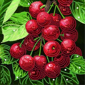 Алмазная мозаика "Сочная вишня" BH022 неполная выкладка 25х25 см