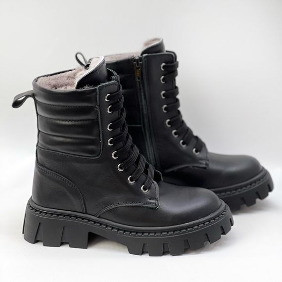 Черевики зимові дитячі хутро 587170 Чорні 31 32 33 34 35 36