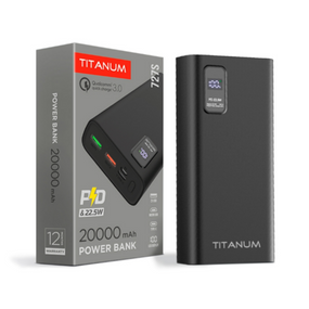 Павербанк 20000 mAh Titanum TPB-727S-B 22,5W QC+PD чорний
