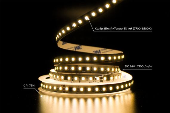 Світлодіодна LED стрічка PROLUM RUN 24V 2835120 IP20 Series SMART Білий+Тепло-Білий 2700-6500K | Зображення 4