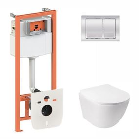 Готовое решение Qtap для ванной комнаты: подвесной унитаз Jay Ultra Quiet 485x360x320 + комплект инсталляции Nest 4 в 1