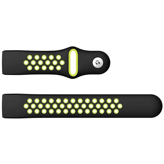 Силиконовый ремешок Primo с перфорацией для фитнес браслета Fitbit Charge 3 / 4 - Black&Green / размер L | Зображення 3