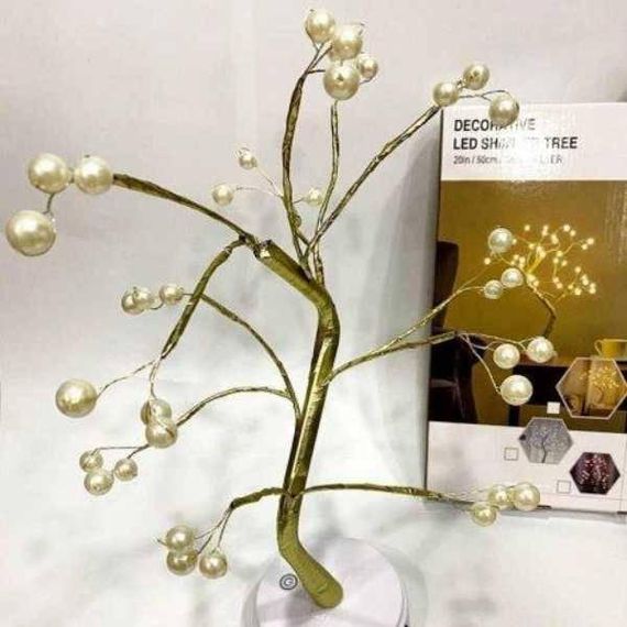 Светильник настольный Дерево круглые лампочки 36 LED 50см Aulife Теплый белый