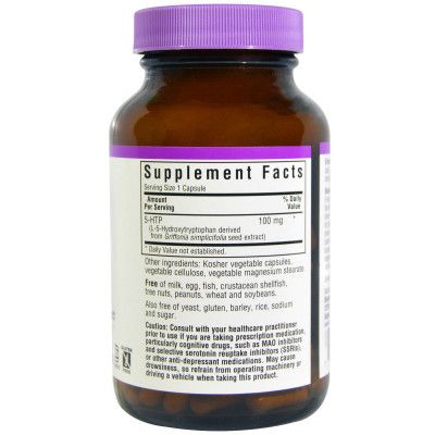Аминокислота Bluebonnet Nutrition 5-HTP (Гидрокситриптофан), 100 мг, 60 капсул (BLB0051) | Зображення 1