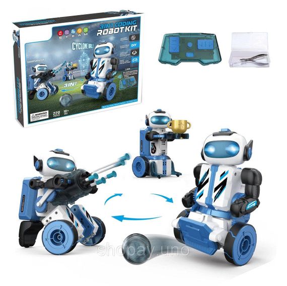 Конструктор Робот Kit 3в1 Футболист/Снайпер/Вратарь / Робот-игрушка Footballer/Sharpshooter/Gripper, 220 деталей Белый | Зображення 4